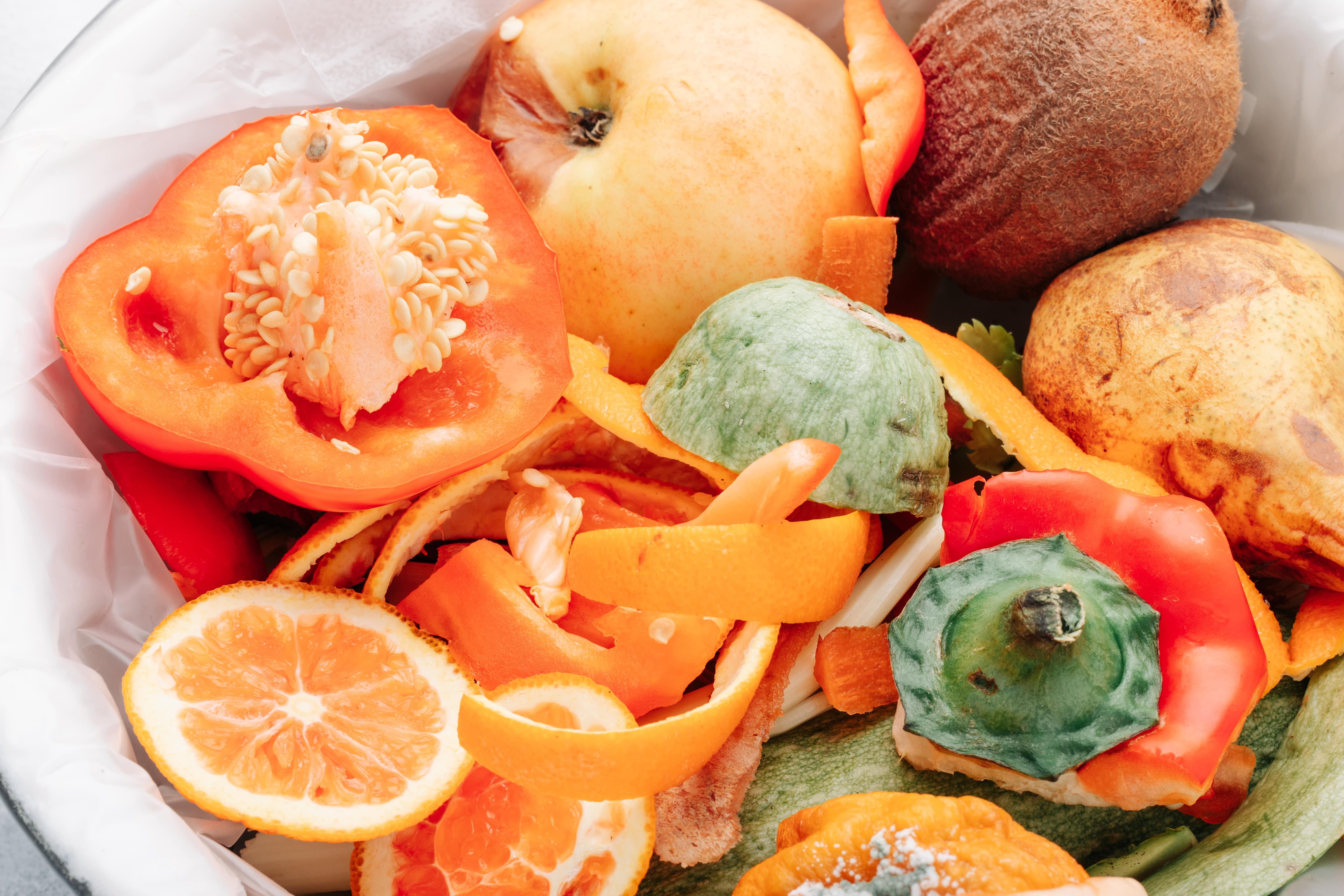 Organic leftover vegetables and fruits
