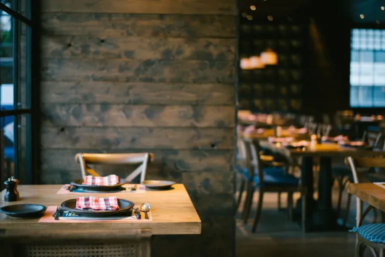 Clean tables in a restaurant waiting for customers