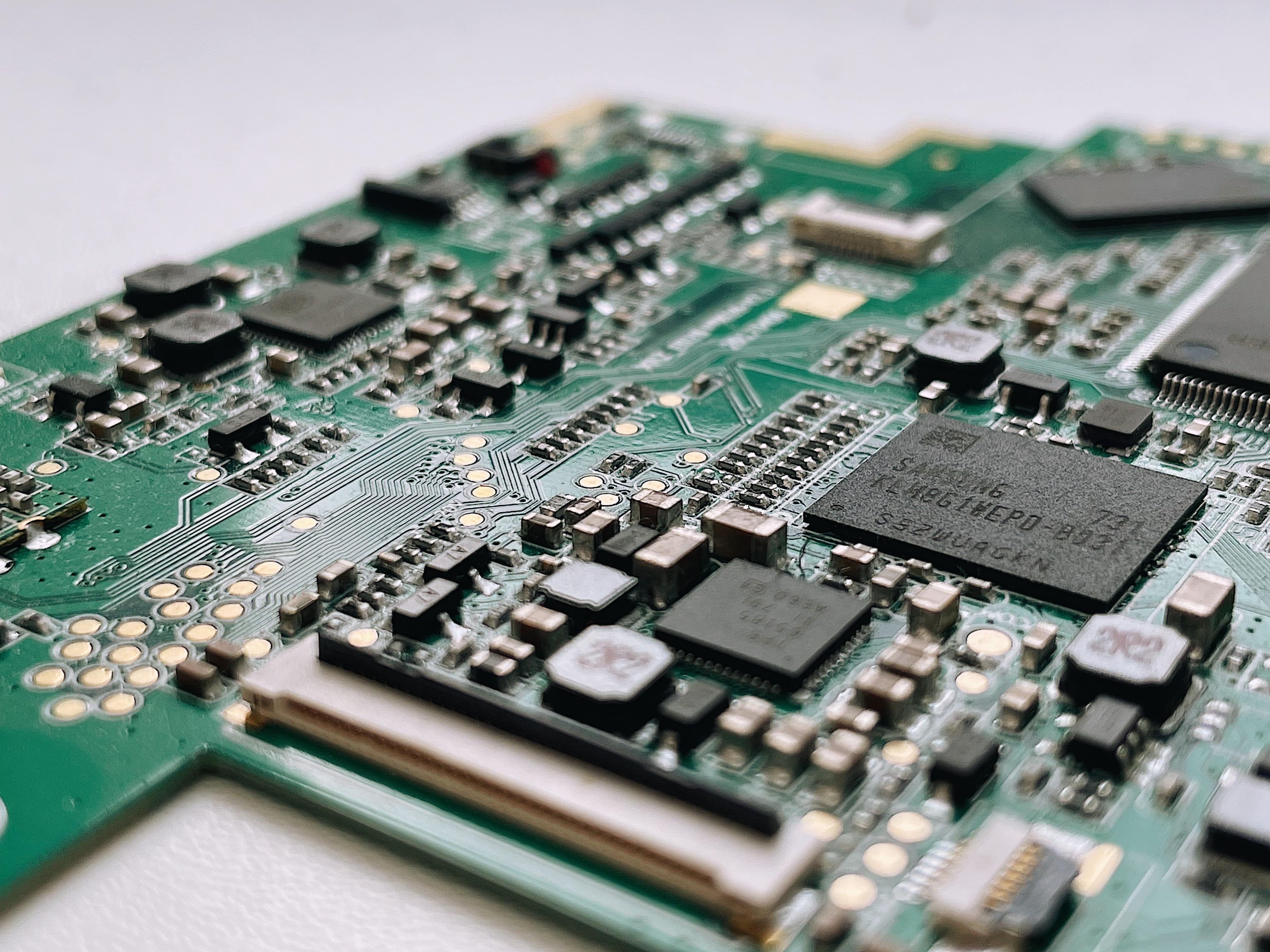 Closeup of an electronic circuit board