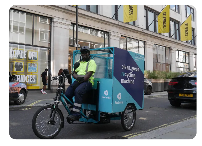 Commercial waste collections without the hassle  First Mile provides reliable, flexible commercial waste collections to over 30,000 businesses across the UK. Choose from regular bin collections, sack collections, rubbish removal, confidential waste disposal and more.  Getting started is easy and convenient. Get an instant quote and order services online in minutes or get in touch with one of our commercial waste experts to discuss your business needs. 