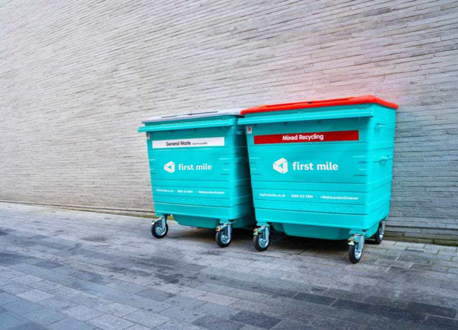 First Mile General Waste and Mixed Recycling large Bins