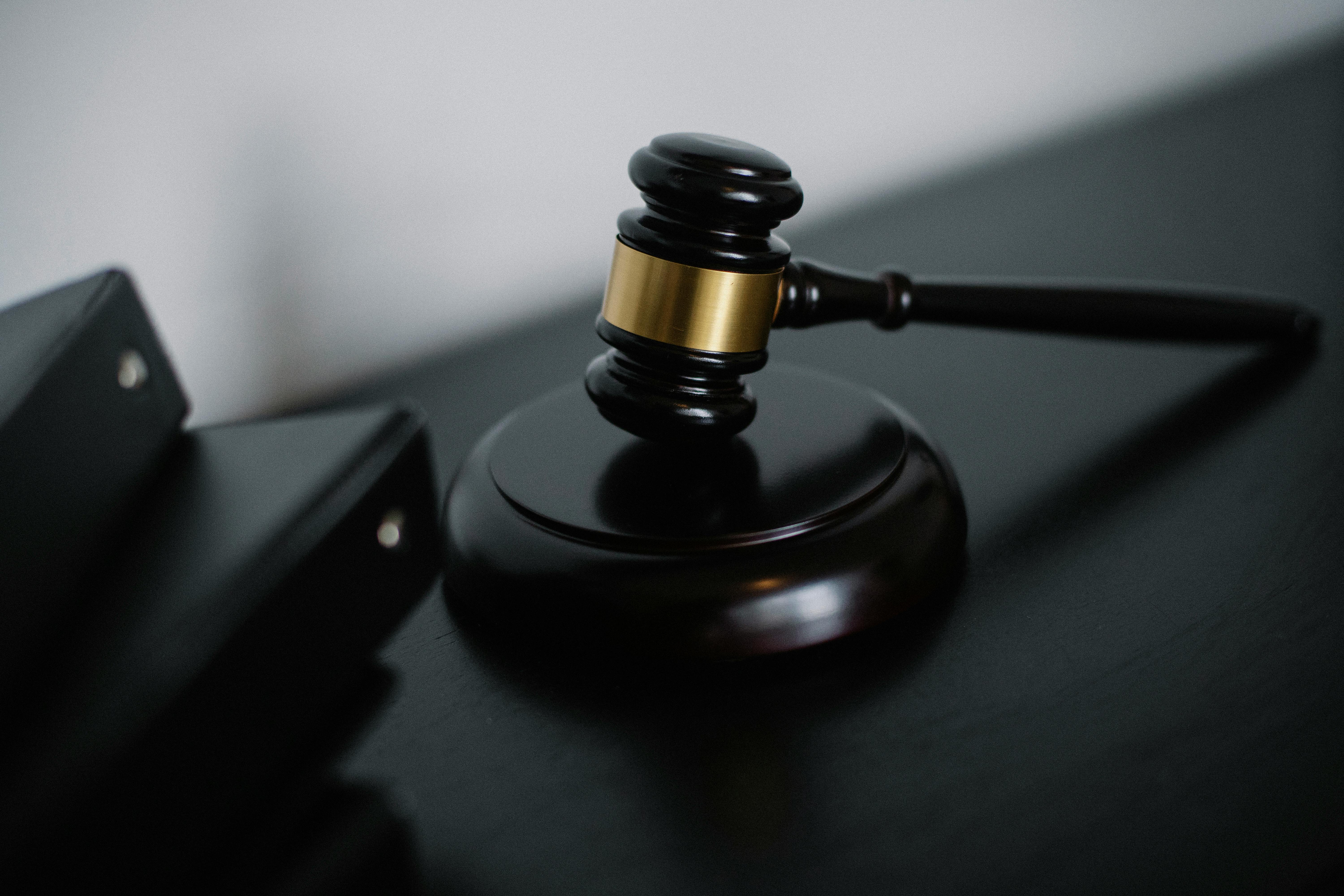 Legal gavel and files
