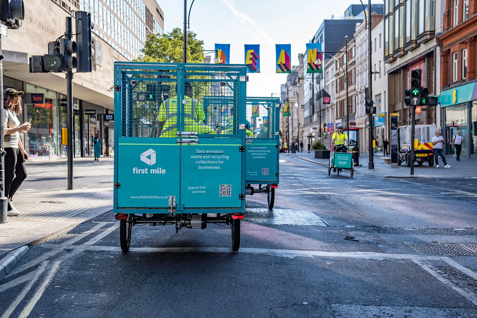 Back of First Mile cargo bikes on Oxford Street