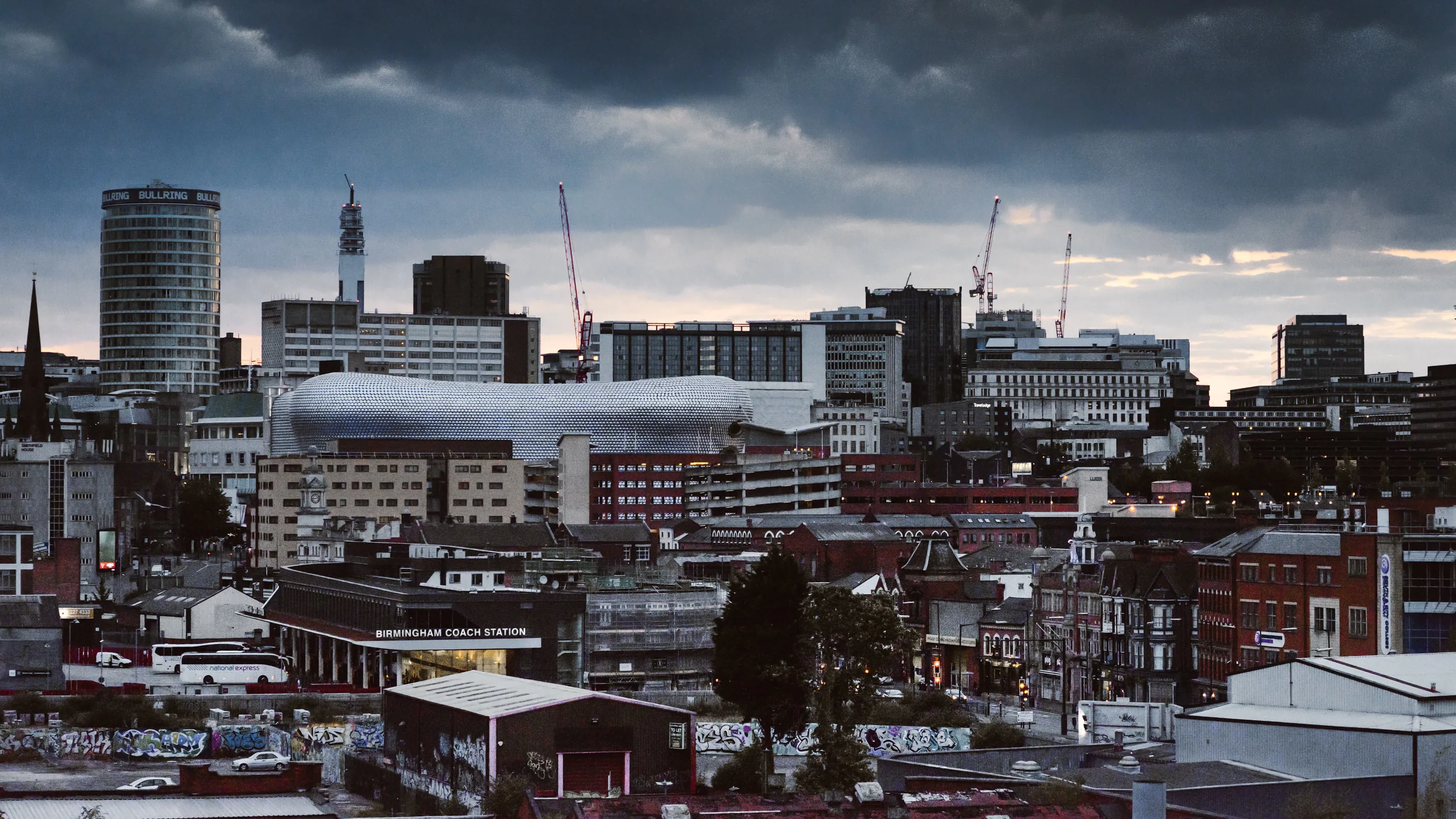 Birmingham City Centre looking at the Bull Ring and Coach Station