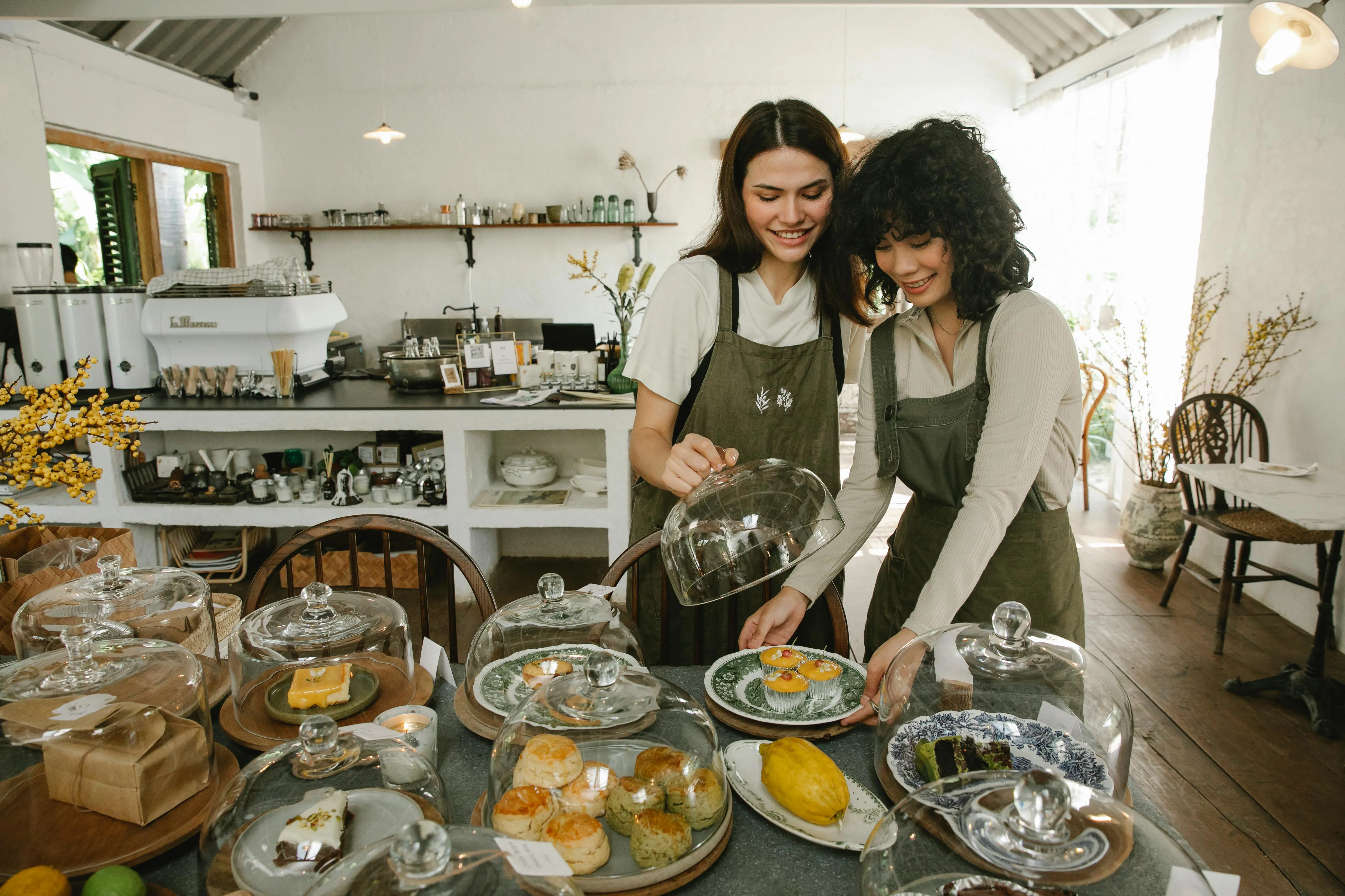 women serving desserts in eco friendly catering business