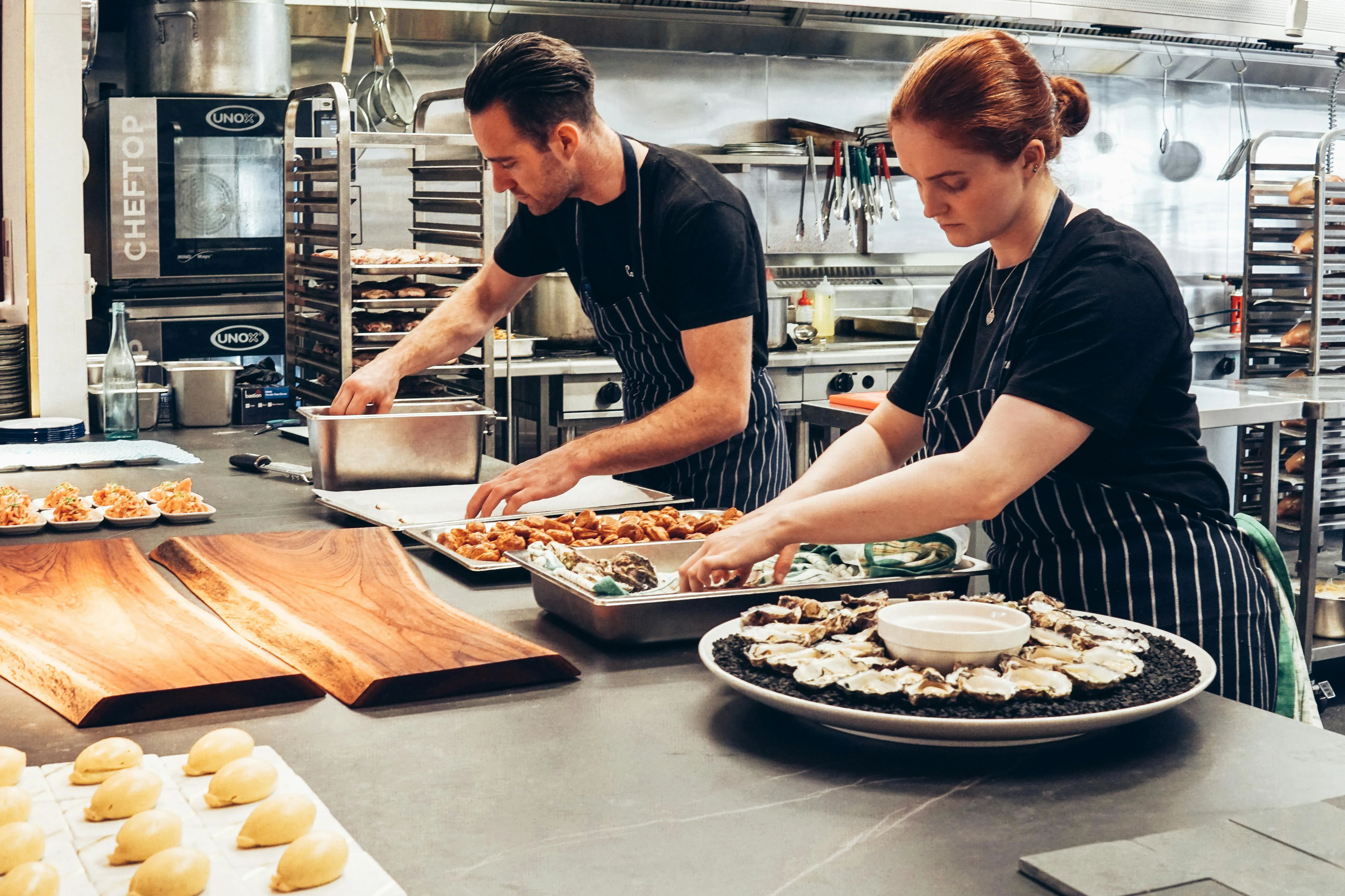 caterers in a kitchen