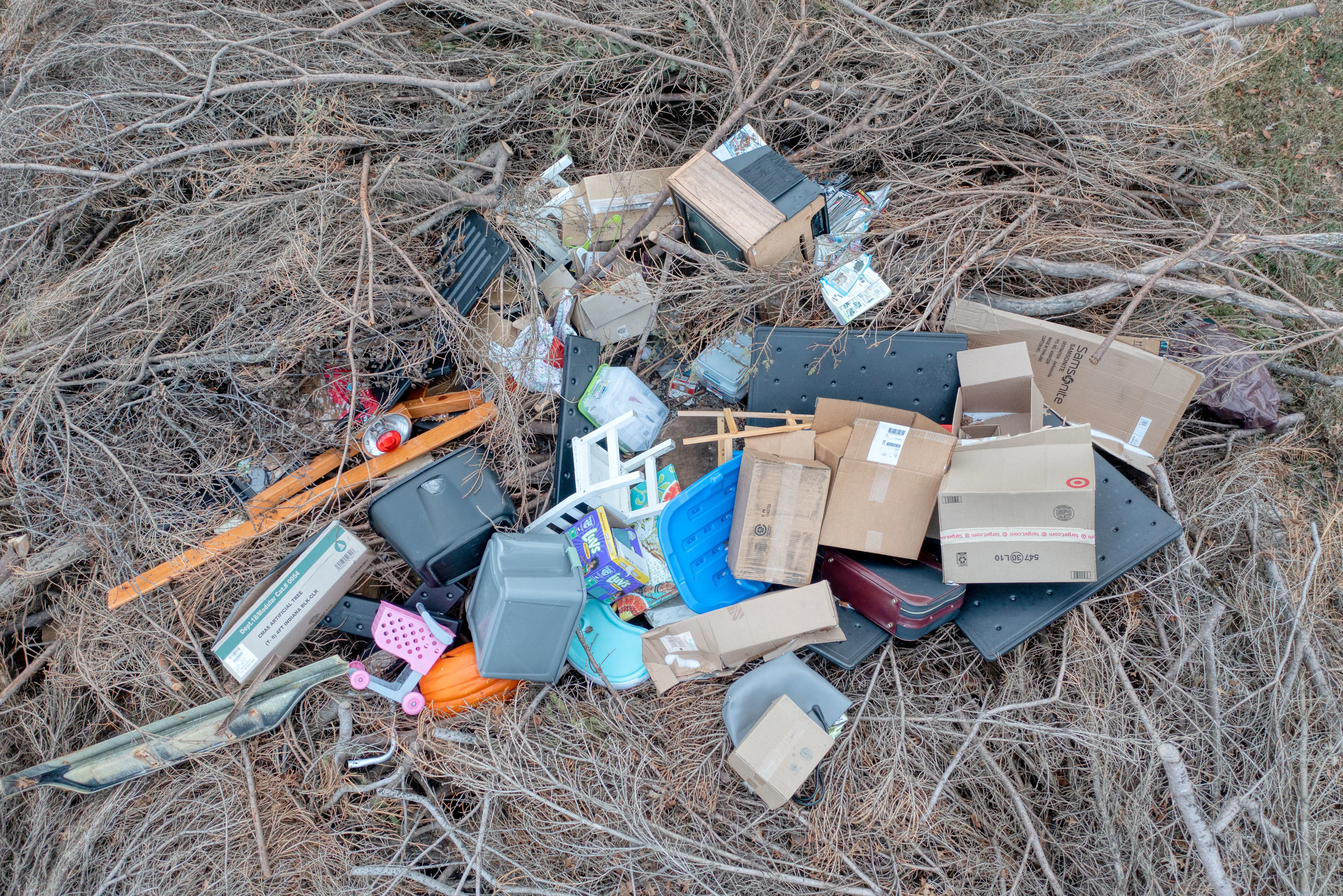 Discarded waste on grass. A circular economy helps keep valuable materials in circulation.