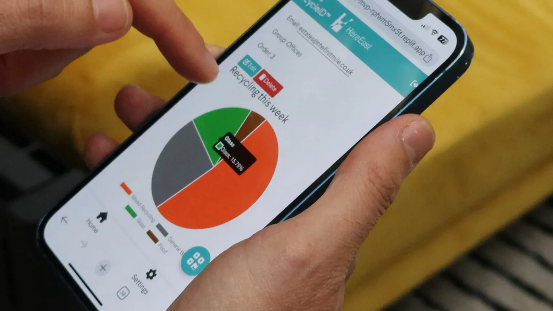 Phone with the RecycleID app in use