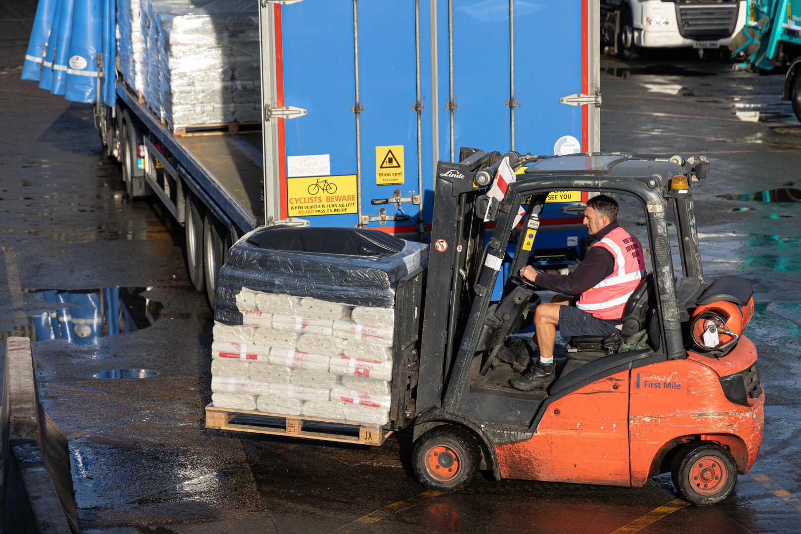 Worker on a forklift truck