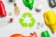 eco concept with recycling logo on table