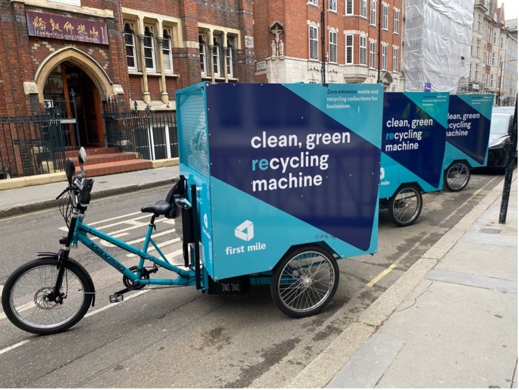 A row of First Mle delivery bikes