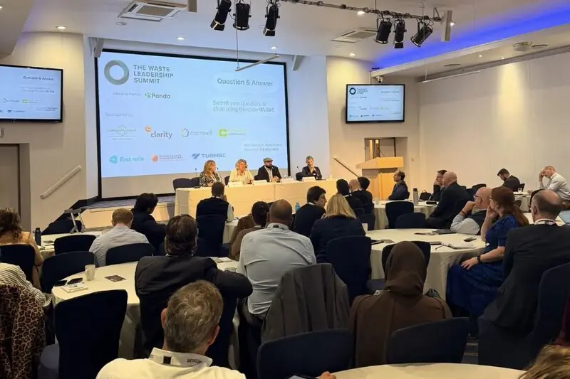 The audience listens to a talk at the Waste Leadership Summit 2026