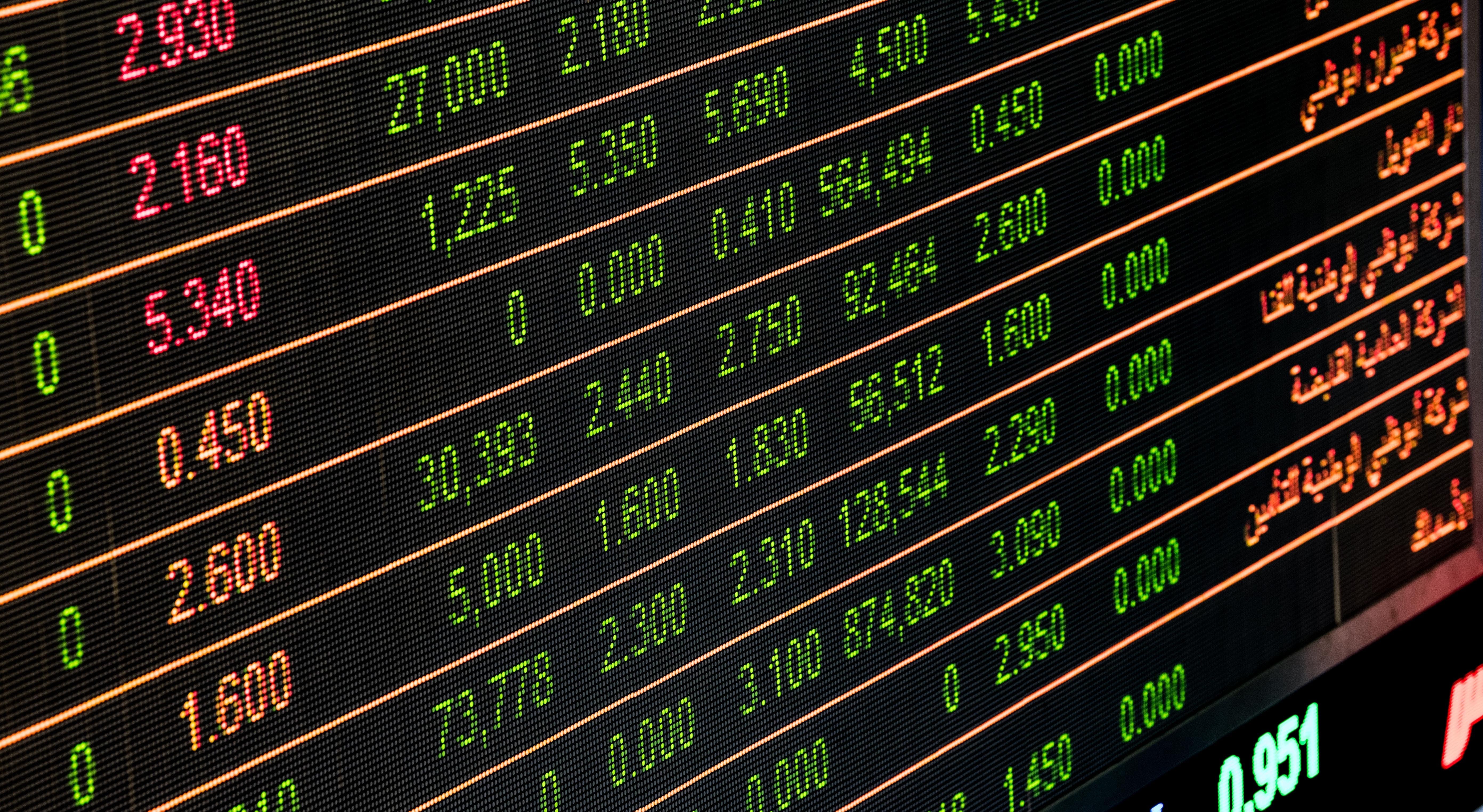 Stock Market screen showing various figures
